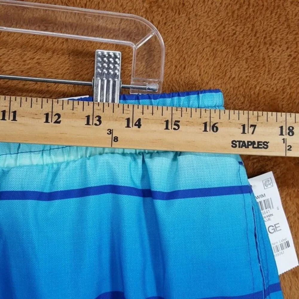 CLUB ROOM Swim Trunks Large Blue Stripe Drawstring Quick Dry Shorts 7
